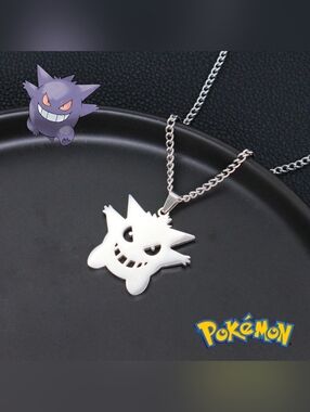 Gengar Pokemon Silver Tone Necklace